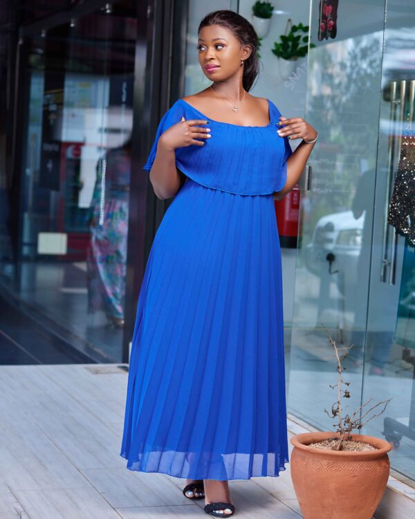 Blue off shoulder dress