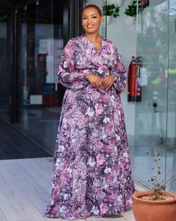 Purple floral maxi dress