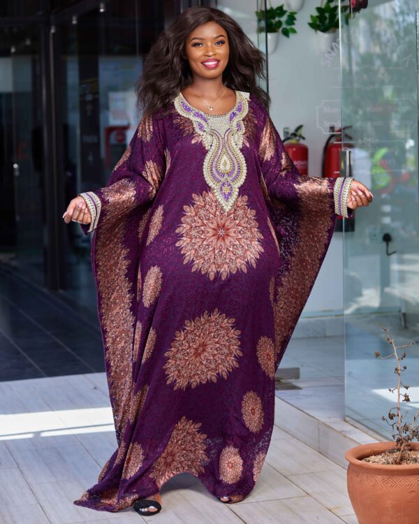 Purple Luxurious jacquard chiffon kaftans