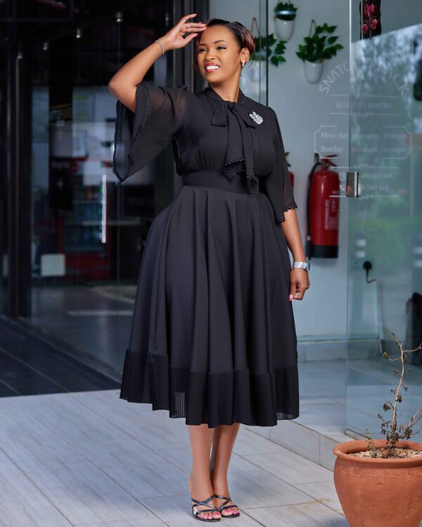 Exclusive black chiffon midi