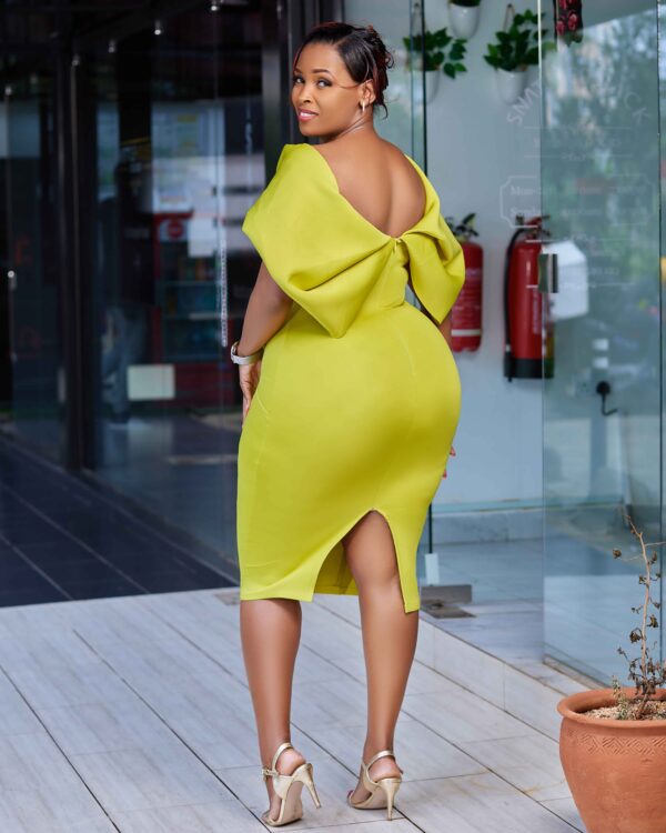 Lime green offsholder dress