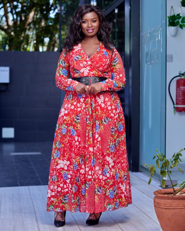 Red floral maxi