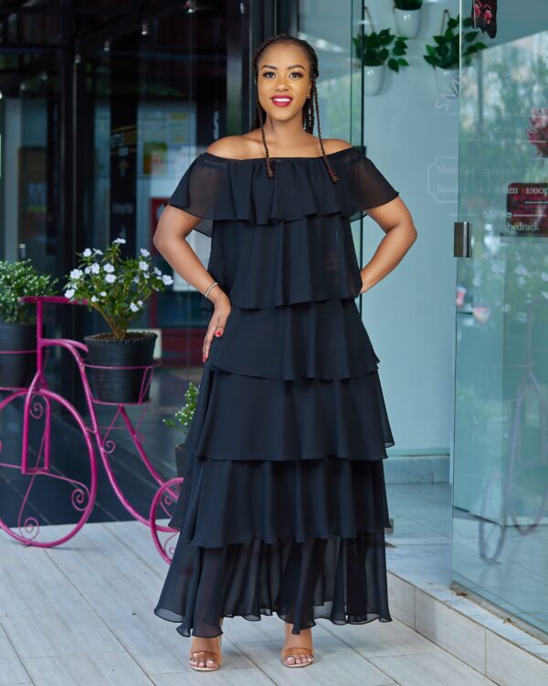 Bandaeu tiered chiffon dress