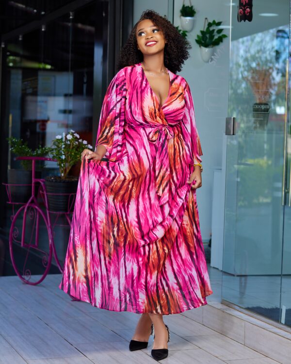 Coloured zebra print chiffon dress