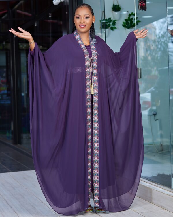 Purple 2 in 1 bodycon dress and kaftan