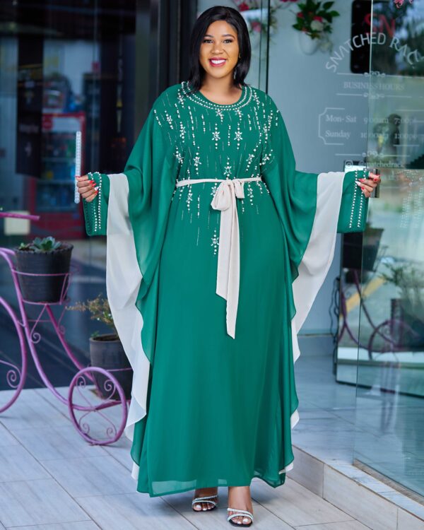 Green beaded kaftan