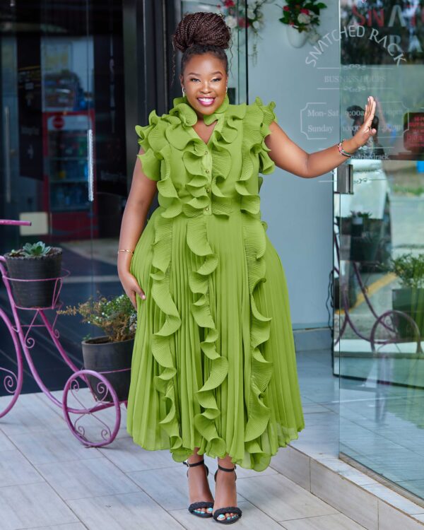 Green pleated midi