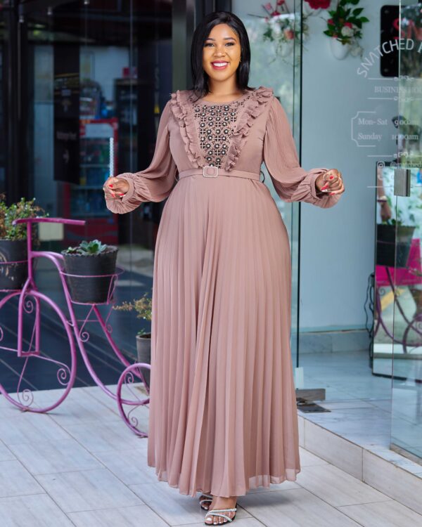 Brown pleated Maxi